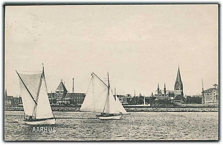 50 øre Chr. IX på brevkort annulleret med lapidar Viborg JB.P.E. d. 23.12.1906 til Randers.