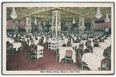 Main Dining Room, Rectors i New York. E. C. Kropp no. 18780. Lille hjørneskade. 
