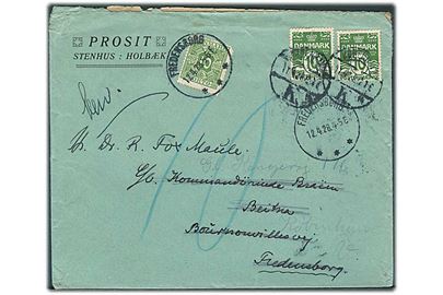 10 øre Bølgelinie (2) på underfrankeret brev fra København d. 11.4.1928 til Fredensborg. Udtakseret i porto med 10 øre Portomærke stemplet Fredensborg d. 12.4.1928. Eftersendt til København.