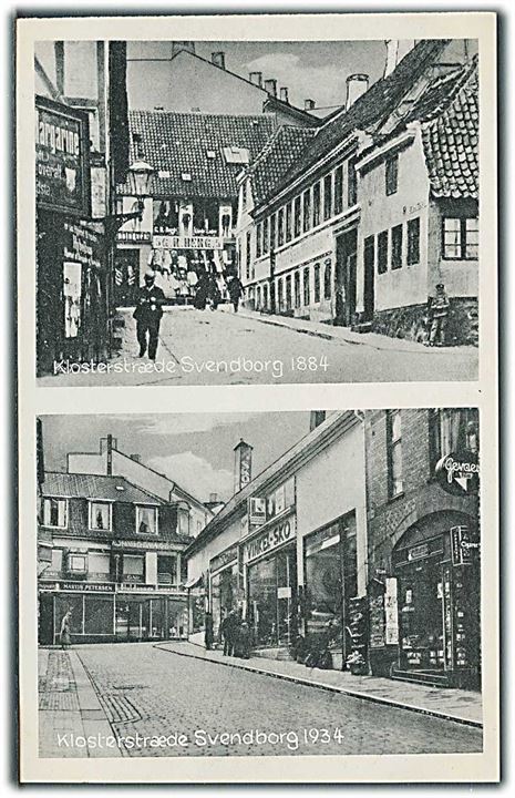 Klosterstræde i Svendborg 1884 & 1934. Uden adresselinier. U/no. 