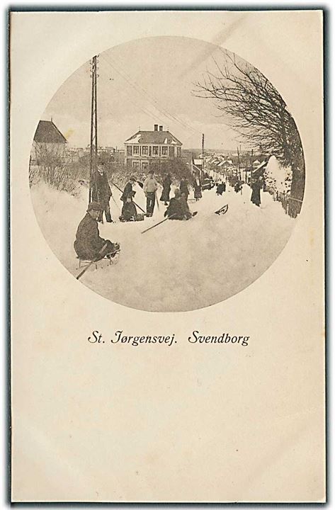 St. Jørgensvej hvor folk kælker, Svendborg. Stenders no. 47747.