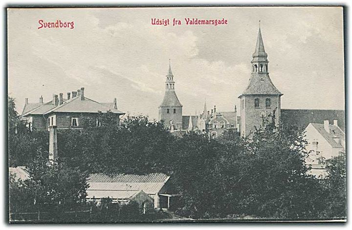 Udsigt fra Valdemarsgade i Svendborg. Warburgs Kunstforlag no. 1018.