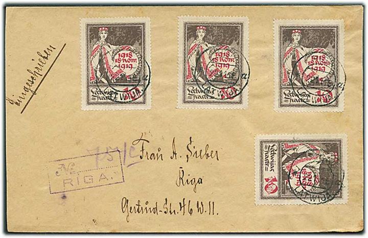 10 kap. (4) på lokalt anbefalet brev i Riga d. 22.11.1919.