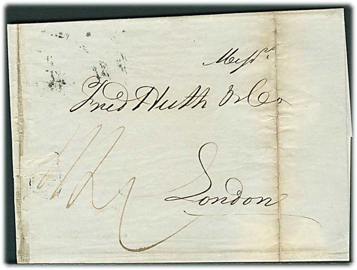 1846. Brev fra Bahia i Brasilien d. 8.4.1846 til London, England. Liniestempel: Ship-Letter og ank.stemplet d. 11.6.1846.