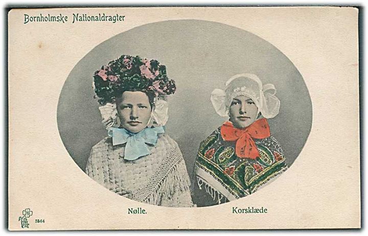 Bornholmske Nationaldragter. Nølle & Korsklæde. Peter Alstrups no. 3564.