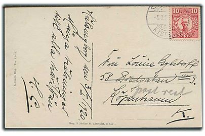 Svensk 10 öre Gustaf på brevkort fra Helsingborg annulleret med bureaustempel Sjællandske Kystbane d. 5.1.1920 til København.