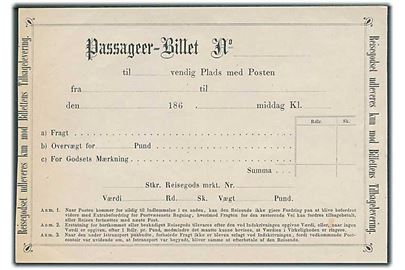 Passager-Billet. Ubrugt formular fra 1860'erne.