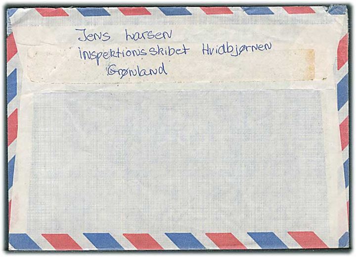 1,60 kr. Margrethe på luftpostbrev fra Godthåb d. 27.11.1981 til Søhus, Danmark. Fra Inspektionsskibet Hvidbjørnen.