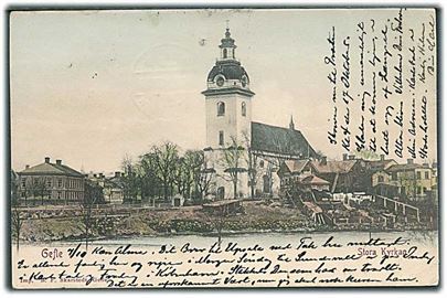 Den store Kirke i Gefle, Sverige. B. F. Skarstedt u/no. Mindre fold i kortet. 