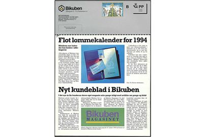 1993 julemærke påtrykt Bikubens blad.