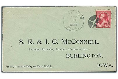 2 cents Washington på brev fra Lake View Iowa d. 13.12.1898 til Burlington.