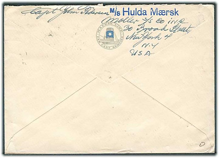 30 cents Transport på luftpostbrev fra Brooklyn d. 12.9.1953 til Bagsværd, Danmark. Fra sømand ombord på M/S Hulda Mærsk.