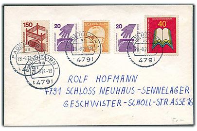 20 pfg. (2) og div. falske udg. på brev fra Paderborn d. 28.8.1972 til Sennelager.