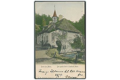 Parti fra Møen. Det gamle Slot i Liselund Have. C. M. Nielssens Boghandel no. 2960. 