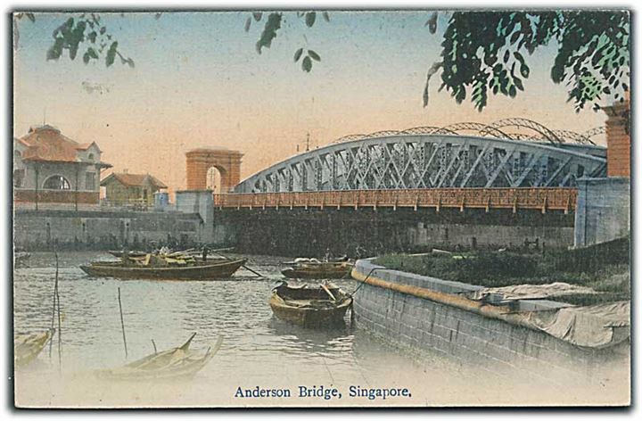 Anderson Bridge med både, Singapore. U/no.
