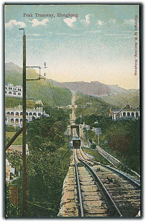 Peak Tramway med Tog, Hongkong. M. Sternberg no. 9066. 