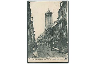 Caen. La Rue Saint-Jean et la Tour de l'Eglise Saint-Jean. Sporvogn PICON ses. ND phot no. 41.