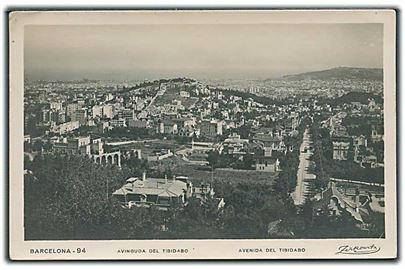 Avinguda Del Tibidabo, Barcelona. Sporvogne ses til højre. Adolfo Zerkowitz. Fotokort no. 94. 