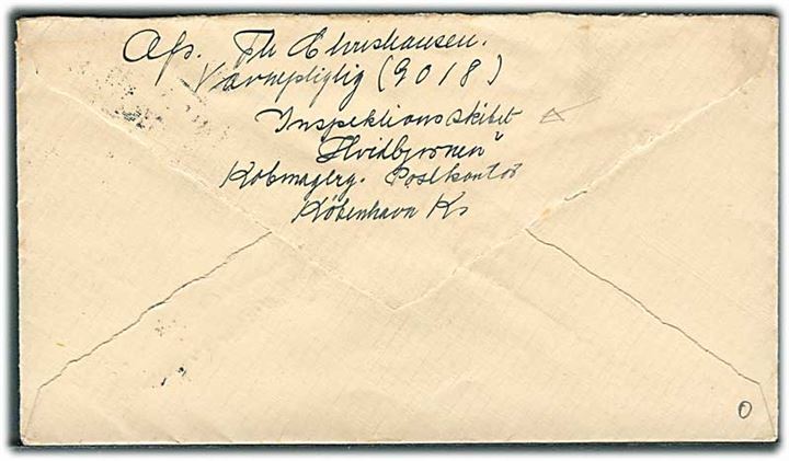 10 øre H.C.Andersen på marinepostbrev med indhold dateret Reykjavik d. 5.5.1936 befordret i lukket marinesæk til København d. 13.5.1936 og sendt som lokalbrev i København. Fra sømand ombord på inspektionsskibet Hvidbjørnen.