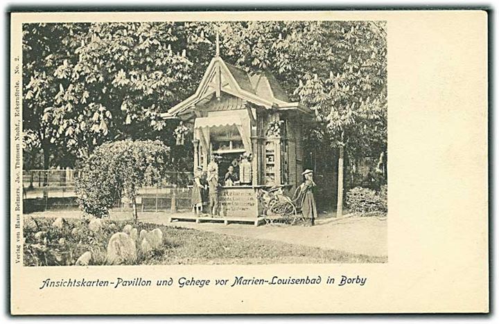 Ansichtkarten-Pavillon und gehege vor Marien-Louisenbad i Borby (Borreby). Hans Reimers no. 2.