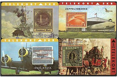 10 telekort med motiver af tyske frimærker.