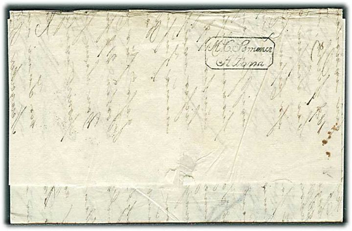 1839. Portobrev dateret Göteborg d. 10.4.1839 sendt via forwarding agent M. C. Sommer Altona og stemplet Hamburg d. 16.4.1839 til Oldenburg. 