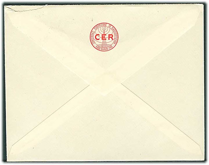 5 øre og 10 øre Bølgelinie på fortrykt CER-kuvert annulleret med særstempel Helsingør CER Conf. Europ. de Radiof. d. 15.9.1948 til Täby, Sverige. Indeholder fortrykt brevpapir.