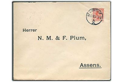 10 øre Chr. X med perfin “C.J.C.” på brev fra firma C.J.Christensen i Kjøbenhavn d. 3.1.1917 til Assens.