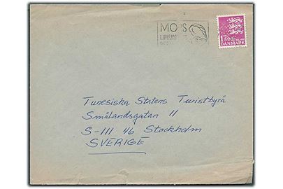 1,50 kr. Rigsvåben med perfin “ESAB” (A/S Esab, København) på brev med svagt stempel fra Nykøbing M. 1978 til Stockholm, Sverige. Uden afsender.