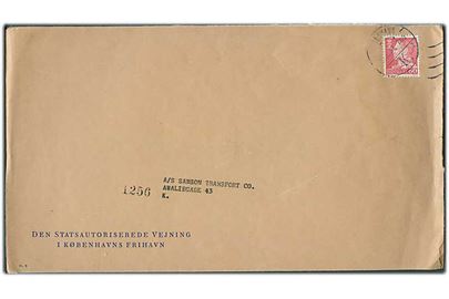 60 øre Fr. IX med perfin “KF” på stor kuvert fra Den Statsautorisererde Vejning i Københavns Frihavn stemplet København 1967.