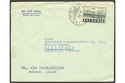 2,50 kr. grøn på luftpost brev fra Reykjavik, Island, d. 18.3.1952 til Bielefeld, Tyskland.