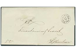 1852. Ufrankeret tjenestebrev med antiqua Helsingør d. 18.4.1852 til Kjøbenhavn.