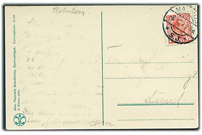 10 øre Chr. X på brevkort fra København annulleret med svensk stempel Malmö 1 *S.J.* d. 6.1.1920 til Lund, Sverige. Del af meddelelse mangler.
