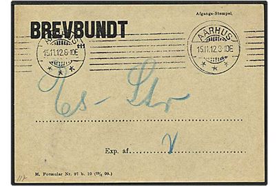Brevbundt til Esbjerg - Struer afsendt fra Aarhus d. 15.11.1912.