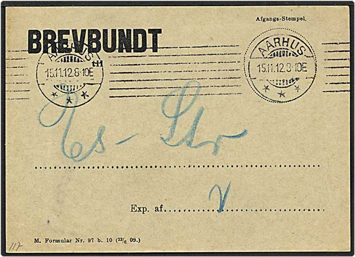 Brevbundt til Esbjerg - Struer afsendt fra Aarhus d. 15.11.1912.