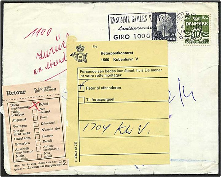 1,30 kr porto på brev fra København d. 4.4.1976 til Wien, Østrig. Brevet returneret.