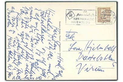 20 øre Fr. IX helsagsafklip som frankering på brevkort fra Haderslev d. 31.3.1963 til Virum.