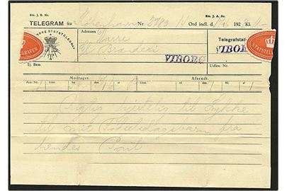 Telegram fra Viborg d. 17.6.1928.