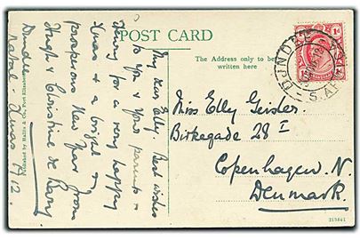 1d Edward VII på brevkort (Victoria Falls) fra Dundee d. 30.11.1912 til København, Danmark.