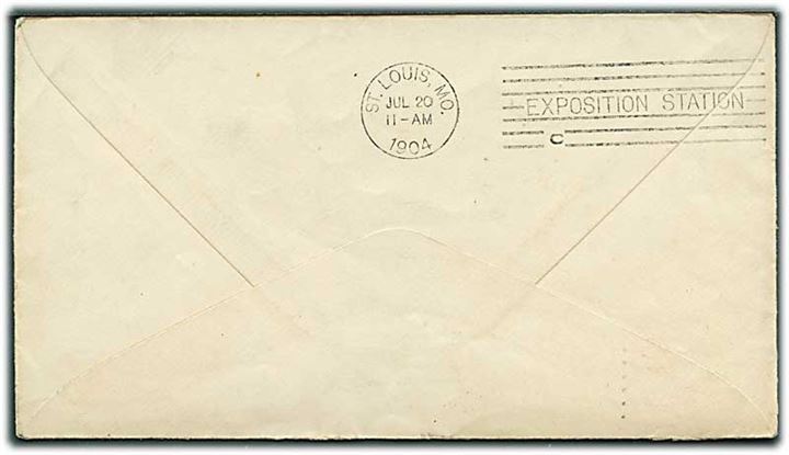 2 cents Washington helsagskuvert fra Chicago d. 19.7.1904 til St. Louis udstillingen. Ank.stemplet St. Louis / Exposition Station.