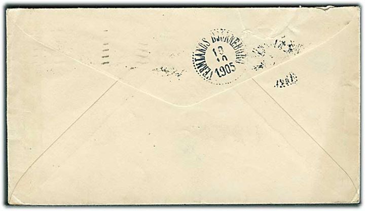 5 cents Lincoln helsagskuvert fra New York d. 9.10.1905 til Vermlands Björneborg, Sverige. Ank.stempel på bagsiden.
