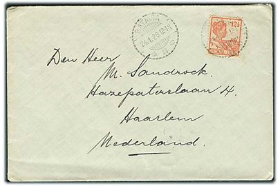 Hollandsk Ostindien. 12½ c. Wilhelmina på brev fra Batavia d. 24.1.1928 til Haarlem, Holland.