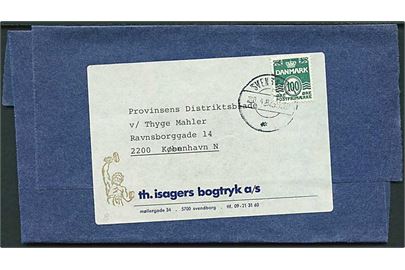 100 øre Bølgelinie single på korsbånd fra Svendborg d. 20.4.1982 til København.