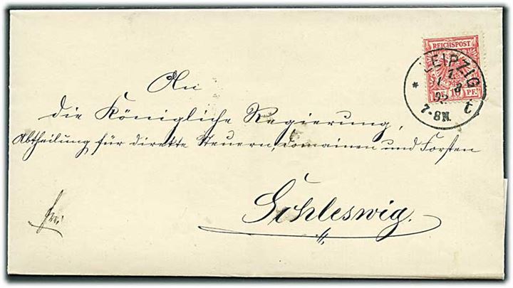 10 pfg. Adler på brev fra Leipzig d. 11.3.1892 til Schleswig.