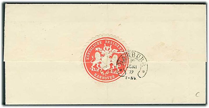10 pfg. Adler på brev fra Hannover d. 19.6.1877 til Hamburg.