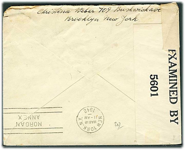 30 cents Winged Globe på luftpostbrev fra Brooklyn d. 9.12.1941 til Stuttgart, Tyskland. Åbnet af amerikansk censur og returneret med stempel Service Suspended / Returned to Sender.