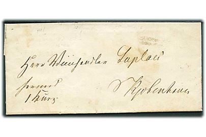 1866. Privat befordret pakkefølgebrev mærket Hermed en Kurv dateret Glostrup Apotek d. 15.11.1866 til Kjøbenhavn. 
