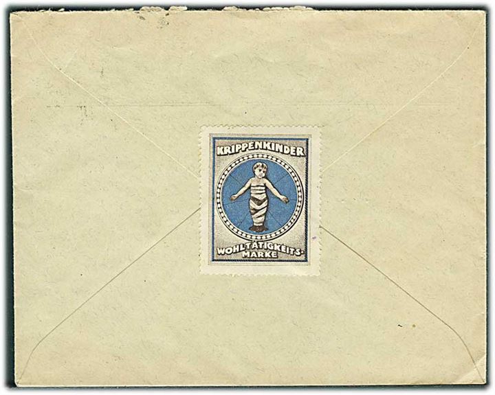 10 c. og 30 c. Tell på anbefalet brev fra Olten d. 14.9.1922 til Gerlafingen. På bagsiden Krippenkinder mærkat.