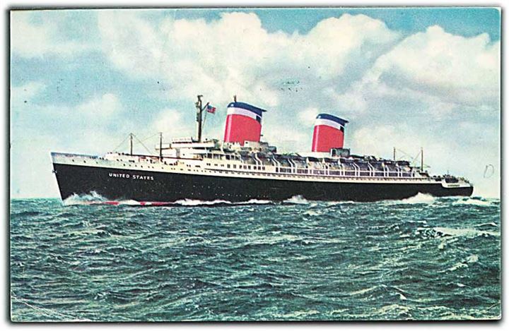 9d Elizabeth på luftpostbrevkort (S/S United States) annulleret med skibsstempel Southampton Paquebot / Paquebot Posted at Sea d. 11.10.1967 til Los Angeles, USA.