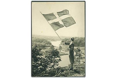 Svensk Lotte med flag. Sveriges Lottakårer u/no. 